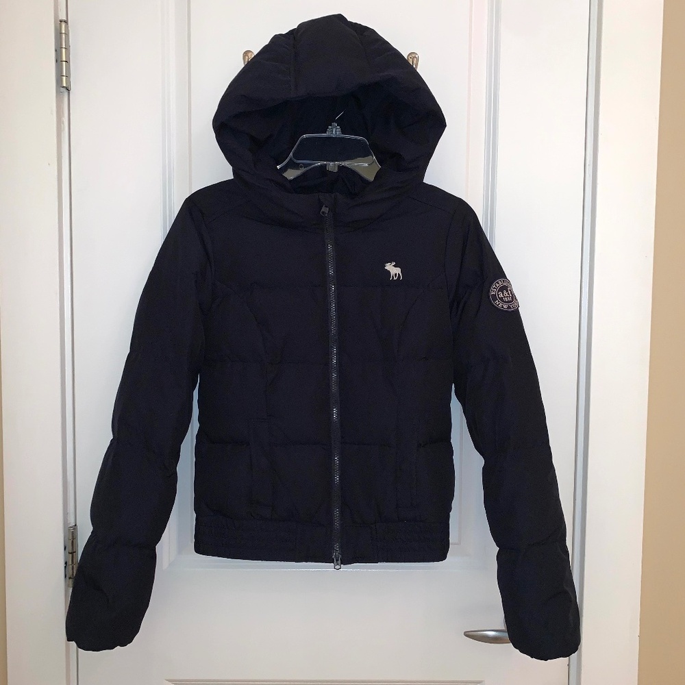Abercrombie Kids Navy Blue Hooded Down Puffer Jacket Size XL